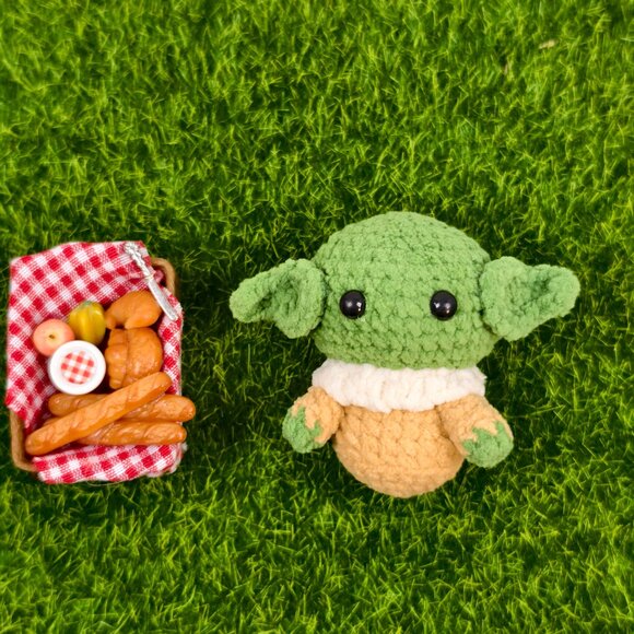 Handmade Amigurumi Crochet Yoda Plushie - Picture 4 of 6